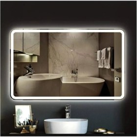 Resim Dnr-Mirror70 x 110 cm Beyaz Ledli Kumlamalı Dikdörtgen Banyo Aynası Tuvalet Aynası 