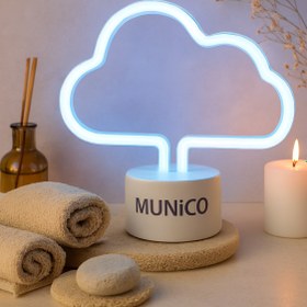 Resim Munico Bulut Formlu Neon Masa Işığı – USB ve Pilli, Loş Işık Tonlu, Güvenli ve Eğlenceli Kullanım 
