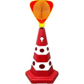 Resim Hayat Trafik Solar Sarı Üçgen Flaşörlü Ultra Kedi Gözlü Trafik Koni Seti 