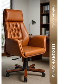 Resim Country Kahverengi Deri Yönetici Koltuğu Kahverengi 