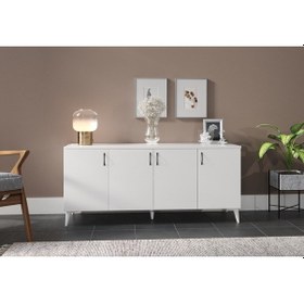 Resim Kznhome 4 Kapaklı Çok Amaçlı Konsol - Beyaz Tamamı 1. Kalite Mdf 