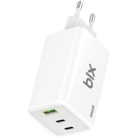 Resim Bix Bx3p101g 100w Gan Üçlü Portlu Pd Pps Destekli Usb-c Usb-a Hızlı Şarj Adaptörü Laptop Telefon Uyumlu Beyaz 