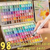 Resim 98 Renkli Metalik Suluboya Seti, Taşınabilir ve Hafif, Yüksek Katı Pigment, Yıldızlı Gökyüzü Tonları, Sanatçılar ve Profesyoneller İçin Uygun, Resim Çizimi, DIY El İşleri için Mükemmel, Festivallerde Harika Hediye - Solmaya Karşı Dayanıklı, Çin Sanatı, Thangka ve Kaligrafi için İdeal, Pratik Saklama ve Taşıma Kutusu 