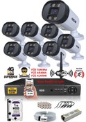 Resim IDS DS-2032HD-WL-SET8-1TB 8 Kameralı 1080P Full HD 5 MP Sony Lensli Kamera Seti - 2032 