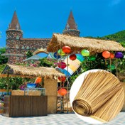 Resim Yapay Saz Çatı Rulosu Tiki Kulübe, Sentetik Palmiye Saz Çatı Malzemesi, Su Geçirmez Plastik Tiki Bar Çatısı, Isıya Dayanıklı Palapa Çatı Örtüsü Bahçe, Veranda Şemsiyesi, Çit Dekoru - 1 Paket 