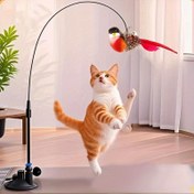 Resim 1 adet veya 3 adet Gerçekçi Kuş Tasarımlı İnteraktif Kedi Oyuncağı - Otomatik Hareket Eden Tüy Benzeri Teaser Çubuk, Güçlü Vantuzlu Taban, Pil Gerektirmez - İç/Dış Mekan Oyunları, Av Simülasyonu ve Zihinsel Uyarım için Güvenli - Yavru Kediler ve Yetişkin Kediler için İdeal - Dayanıklı Plastik Yapı, Yavru Kedi Eğlencesi, Eğlenceli Evcil Hayvan Aksesuarı, Sağlam Yapı, Evcil Hayvan Severler 