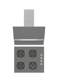 Resim Simfer Gri 2'li Cam Ankastre Set (3538 Ocak + 8740 Davlumbaz) 