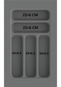 Resim Çekmece İçi Kaşıklık Ve Kepçelik Düzenleyici Antrasit 30x49 Cm 23,5x40 Cm Kadar Kesilebilir Antrasit 