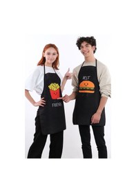 Resim Beautiful İkili Paket Sıvı Geçirmez Su Geçirmez Mutfak Önlüğü Hamburger Siyah 