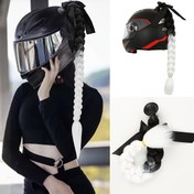 Resim 1 adet Unisex Motosiklet Kaskı At Kuyruğu Saç Parçası, 20 İnç Çıkarılabilir Vakumlu Kupa Fiyonklu, Yüksek Sıcaklık Elyafı, Yaki Düz Stil, Yetişkinler İçin Temel Kask Örgüleri - Birden Fazla Renk Mevcut 