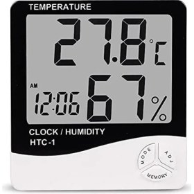 Resim Htc-1 Dijital Termometre Sıcaklık ve Nem Ölçer Higrometre Masa Alarm 
