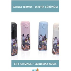 Resim Naruto Temalı Paslanmaz Çelik Çift Katmanlı Isı Yalıtımlı Anime Baskılı Termos Çok Renkli 