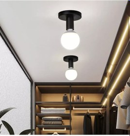Resim Tavana Sıfır Plafonyer Metal Siyah Avize E-27 Duy 1 Siyah 