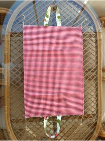 Resim DOCCES El Yapımı Borcam Taşıma Çantası & Piknik Çantası 50x80 cm - Çilekli Desen, Bağcıklı Ayarlanabilir 