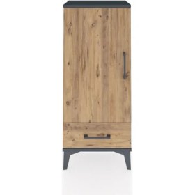 Resim Arges Komodin 3 Raflı Tek Çekmeceli Tek Kapaklı 44X30X106 Antrasit-Çam 