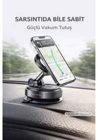 Resim Araç Telefon Tutucu Manyetik Vakumlu Güçlü Tutuş 360 Döner Tek Elle Kullanım Torpido Uyumlu SİYAH,GRİ 