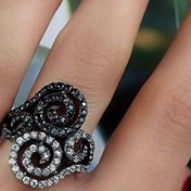 Resim OSESHOP Oniks Ve Zirkon Taş Detaylı Gümüş Yüzük 
