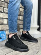 Resim Ba0331 Bağcıklı Erkek Yüksek Taban Siyah Süet Siyah Taban Spor Ayakkabı 