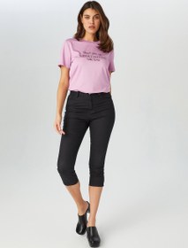 Resim Faik Sönmez Kadın Slim Fit Coton Parça Boya Kapri 25YB00078-1 - Siyah / 46 