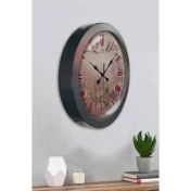 Resim Bahat Salon Ofis Duvar Saati Gri Metal Çerçeve 36 cm 