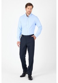 Resim Koyu Mavi Uzun Kol Düğmeli Yaka Cepsiz Performans Ürün Slim Fit Gömlek 1004250270 Koyu Mavi 