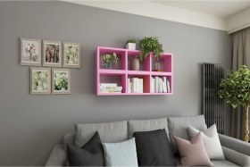 Resim Duvar Rafı Kitaplık Yatay Dikey Takım Pembe Pembe 