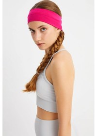 Resim Kadın %100 Pamuklu Penye, Kaymaz, Terletmez, Ultra Hafif, Spor Saç Bandı Bandana - Tek Ebat / Fuşya Fuşya 