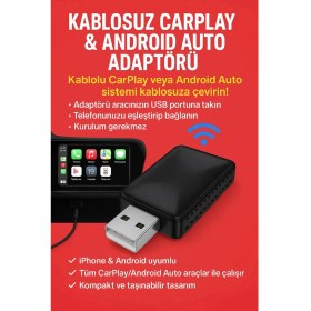 Resim Marsilyan Kablosuz Carplay & Android Auto Adaptörü - Apple ve Android Cihazlar Için Evrensel Wireless Carp 