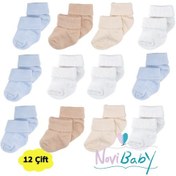Resim Novibaby 12'li Bambu Yenidoğan Bebek Çorap I New Boy I Kız Erkek Bebek Çorabı Çok Renkli 
