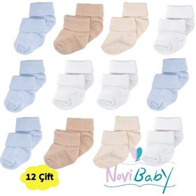 Resim Novibaby 12'li Bambu Yenidoğan Bebek Çorap I New Boy I Kız Erkek Bebek Çorabı Çok Renkli 