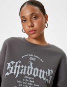 Resim Oversize Sweatshirt Grafiti Baskılı Bisiklet Yaka Şardonlu 