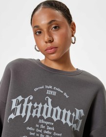 Resim Oversize Sweatshirt Grafiti Baskılı Bisiklet Yaka Şardonlu 