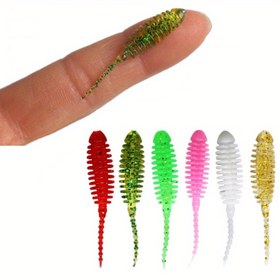 Resim 30 adet Mini İğne Kuyruklu Yumuşak Balık Yemi, 35mm 0.3g Biyomimetik Kauçuk Vida İpliği Simülasyon Kurbağa Yapay Solucan Yem, Karma Renk, Kurşunsuz Olta Malzemeleri 