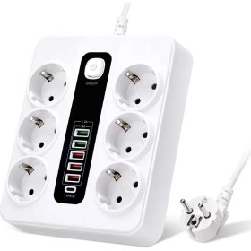 Resim HP-H04 3000W 10AMPER 6’lı 2metre Uzatma Kablolu Çoklu Termal Akım Priz ( Lisinya ) 