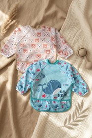 Resim Babydonat Tinyjoy Su Geçirmez Uzun Kollu Mama Önlüğü Seti 6-24 Ay - 2'li Paket Ayıcık Ve Balina Desenli Leke T 