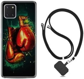 Resim kilifland Samsung Galaxy Note 10 Lite ile Uyumlu Kılıf Silikon Desen Boyun Askılı Boks Eldiveni 1763 
