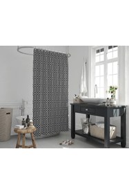 Resim Tropikhome Siyah Banyo Perdesi-tek Kanat Banyo Dekorasyon Ürünü Duş Perdesi, Lüks Duşakabin Perdesi Ethnic 