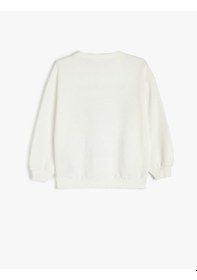 Resim Koton Kolej Baskılı Uzun Kollu Bisiklet Yaka Sweatshirt Ekru 5skg10212ak Ekru 