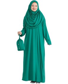 Resim Modish Group Keseli Namaz Elbisesi Eşarp Ve Tesbih Hazır Tesettür Giyim Türban Müslüman Giysi Takım Yeşil 