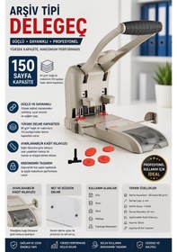 Resim Büyük Delgeç 1 Adet Temat 2160n Arşiv Tipi Büyük Delegeç Kağıt 150 Sayfa Kapasiteli 2 Pin 10 Disk Güçlü Yapı 