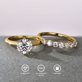 Resim 1 adet 0.7/2 Carat Moissanite Nişan Yüzüğü, 925 Gümüş, 18K Altın Kaplama, Coquette Arap Tarzı, 6 Uçlu, Kadınlar İçin, Günlük ve Hediye Durumları, Sonbahar Mardi Gras Günü, Yıldönümü, Sevgililer Günü Hediyesi ile Hediye Kutusu 