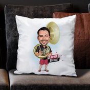 Resim Saksafoncu Erkek Karikatürlü Yastık 