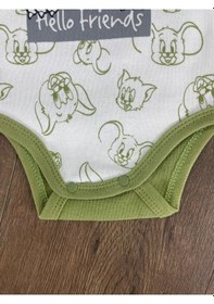 Resim Hello Friends Alttan Çıtçıtlı Bereli Unisex 3lü Bebek Takım Yeşil 