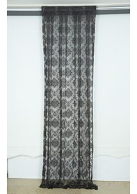 Resim Damaks Model Antrasit Renk Hazır Dikilmiş Pileli Fon Perde 75x260 