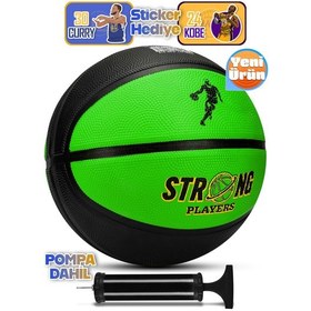 Resim Telvesse Strong Basketbol Topu Pompalı Full Kauçuk Dayanıklı Deep Channel Kabartma No:7 B12 Yeşil 