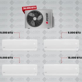 Resim Arçelik 1+4 Multi Sistem Klima / 36100 Md Pro Dış Ünite ( 3 Adet 9.000 Btu Beyaz + 18 Btu Beyaz Iç Üniteler ) 