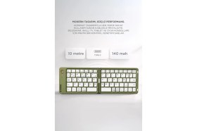 Resim Torima Kablosuz Klavye Bluetooth Katlanabilir Şarjlı Mini Klavye TK08 Yeşil 