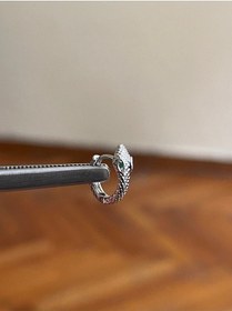 Resim 316 L Cerrahi Çelik Zirkon Taşlı Yılan Detaylı Kıkırdak Helix Tragus Piercingi Altın 