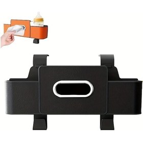 Resim Xuweiwei Black Araç Kolçak Arkası Saklama Kutusu 2 Bardak Tutuculu Havlu Askılı Seyahat Organizer 