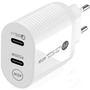 Resim İphone Uyumlu / İpad Serisi İçin 40w Çift Bağlantı Noktalı Pd / Type-c Hızlı Şarj Cihazı, Ab Fiş Beyaz 
